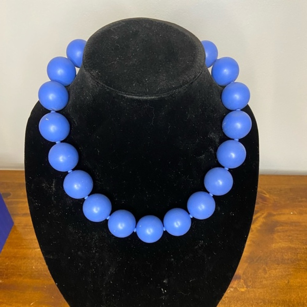 Blue Wood Bead Necklace